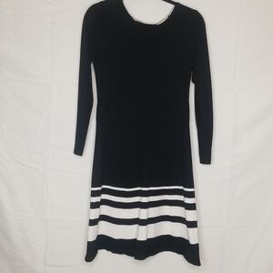 AB Studio crewneck sweaterdress black with white bottom stripes S Wednesdaycore